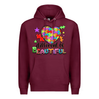 Burgundy Different is beautiful Premium Hoodie - NancyCooperArtShop