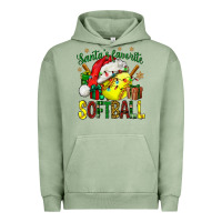 Pigment Oil Green santa's favorite softball bbs Urban Hoodie - BundleAndBundleShop