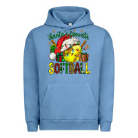 Pigment Pebble Blue santa's favorite softball bbs Urban Hoodie - BundleAndBundleShop
