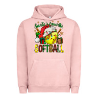 Pigment Salmon santa's favorite softball bbs Urban Hoodie - BundleAndBundleShop