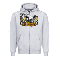 Heather Grey blessed Zipper Hoodie - CowhideDigitalArt