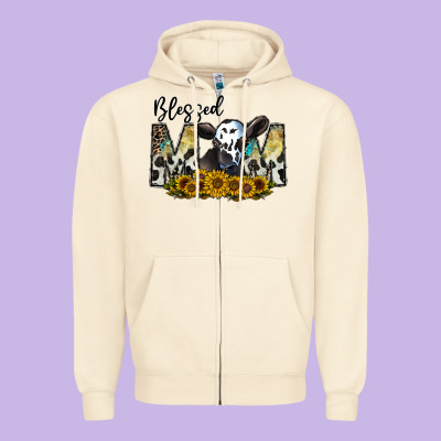 Blessed Zipper Hoodie Designed By Cowhidedigitalart