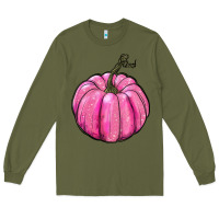 Army Green breast cancer awereness pumpkin Long Sleeve Tee - RanaPortraitStore