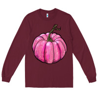 Burgundy breast cancer awereness pumpkin Long Sleeve Tee - RanaPortraitStore