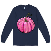 Navy breast cancer awereness pumpkin Long Sleeve Tee - RanaPortraitStore