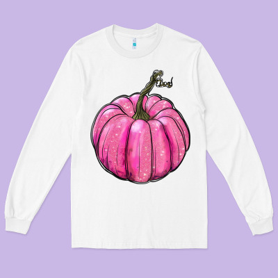 Breast Cancer Awereness Pumpkin Long Sleeve Tee Designed By Ranaportraitstore