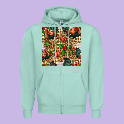 Christmas Leopard Chicken Zipper Hoodie Designed By Fadigitalartstudio