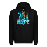 Black Hope teal ribbon Ovarian Cancer nails Premium Hoodie - NancyCooperArtShop