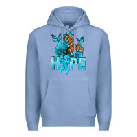 Colony Blue Hope teal ribbon Ovarian Cancer nails Premium Hoodie - NancyCooperArtShop