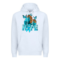 White Hope teal ribbon Ovarian Cancer nails Premium Hoodie - NancyCooperArtShop