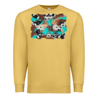 Antique Gold western cowhide turquoise and wood background Premium Sweatshirt - Artiststas
