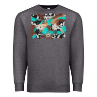 Charcoal Heather western cowhide turquoise and wood background Premium Sweatshirt - Artiststas