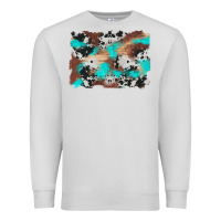 Western Cowhide Turquoise And Wood Background Premium Sweatshirt | Teevron