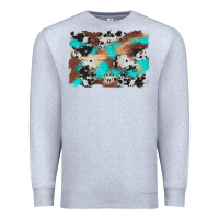 Heather Grey western cowhide turquoise and wood background Premium Sweatshirt - Artiststas