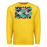 Lemon western cowhide turquoise and wood background Premium Sweatshirt - Artiststas