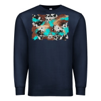 Navy western cowhide turquoise and wood background Premium Sweatshirt - Artiststas