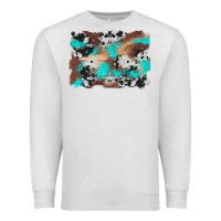 Oatmeal Heather western cowhide turquoise and wood background Premium Sweatshirt - Artiststas