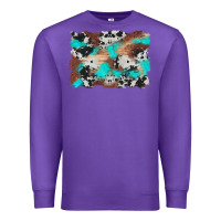 Purple western cowhide turquoise and wood background Premium Sweatshirt - Artiststas