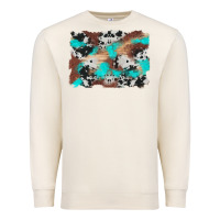 Sandshell western cowhide turquoise and wood background Premium Sweatshirt - Artiststas