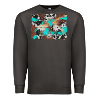 Smoke western cowhide turquoise and wood background Premium Sweatshirt - Artiststas