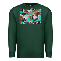 Sports Green western cowhide turquoise and wood background Premium Sweatshirt - Artiststas
