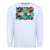 White western cowhide turquoise and wood background Premium Sweatshirt - Artiststas