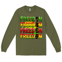 Army Green freedom freedom freedom freedom 1865 Long Sleeve Tee - Zillion Design Studio