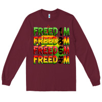 Burgundy freedom freedom freedom freedom 1865 Long Sleeve Tee - Zillion Design Studio
