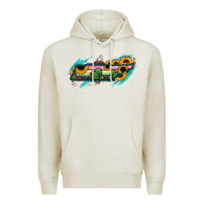 Tennessee Map Sunflower Cactus Serape Premium Hoodie by RanaPortraitStore | Teevron