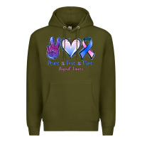 Army Green Peace love cure Thyroid Cancer Premium Hoodie - NancyCooperArtShop