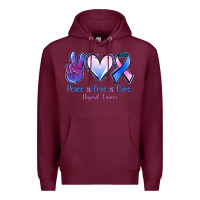 Burgundy Peace love cure Thyroid Cancer Premium Hoodie - NancyCooperArtShop