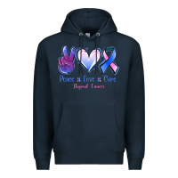 Navy Peace love cure Thyroid Cancer Premium Hoodie - NancyCooperArtShop