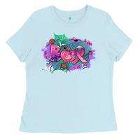 Baby Blue halloween boo with cancer ribbon Ladies Tee - AdoDesignShop
