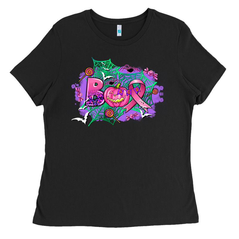 Halloween Boo With Cancer Ribbon Ladies Tee by AdoDesignShop | Teevron