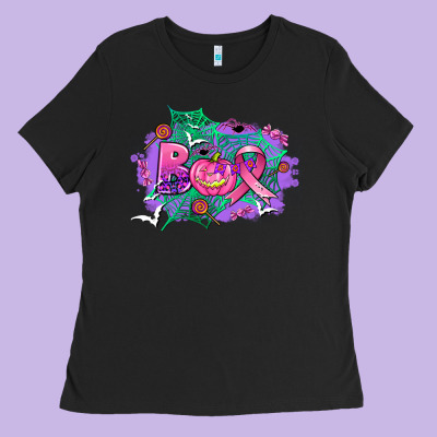 Halloween Boo With Cancer Ribbon Ladies Tee Designed By Adodesignshop