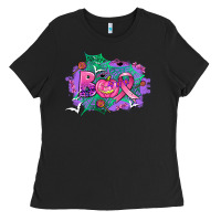 Black halloween boo with cancer ribbon Ladies Tee - AdoDesignShop