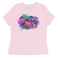Bubblegum Pink halloween boo with cancer ribbon Ladies Tee - AdoDesignShop