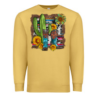 Antique Gold western cactus with cowboy boots and sunflowers Premium Sweatshirt - Artiststas