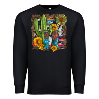 Black western cactus with cowboy boots and sunflowers Premium Sweatshirt - Artiststas