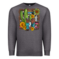 Charcoal Heather western cactus with cowboy boots and sunflowers Premium Sweatshirt - Artiststas