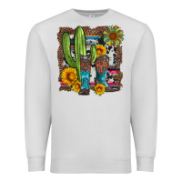 Dove Grey western cactus with cowboy boots and sunflowers Premium Sweatshirt - Artiststas