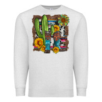 Oatmeal Heather western cactus with cowboy boots and sunflowers Premium Sweatshirt - Artiststas