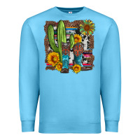 Ocean Blue western cactus with cowboy boots and sunflowers Premium Sweatshirt - Artiststas