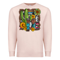 Pale Pink western cactus with cowboy boots and sunflowers Premium Sweatshirt - Artiststas