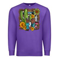 Purple western cactus with cowboy boots and sunflowers Premium Sweatshirt - Artiststas