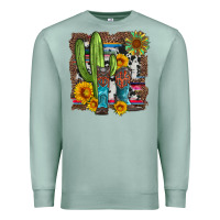 Seafoam western cactus with cowboy boots and sunflowers Premium Sweatshirt - Artiststas