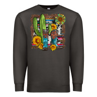 Smoke western cactus with cowboy boots and sunflowers Premium Sweatshirt - Artiststas
