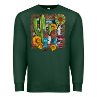 Sports Green western cactus with cowboy boots and sunflowers Premium Sweatshirt - Artiststas
