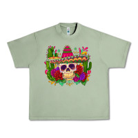 Oil Green mexican skull Urban Heavy Tee - Zillion Design Studio
