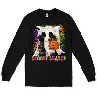 Black Spooky Season Ghost Cat Long Sleeve Tee - texasbilliewilder